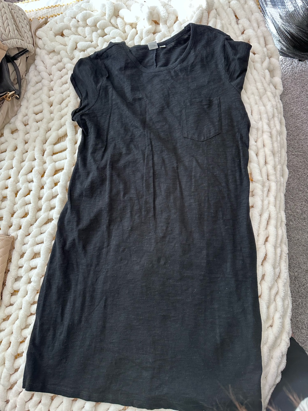 GAP Black Midi T-Shirt Dress with Pocket